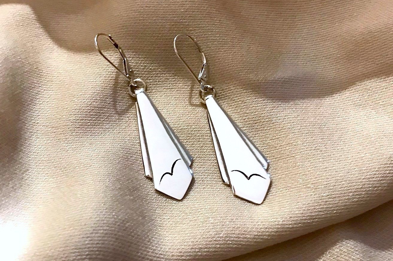 Burgh Island Earrings | Deco Logo Silver